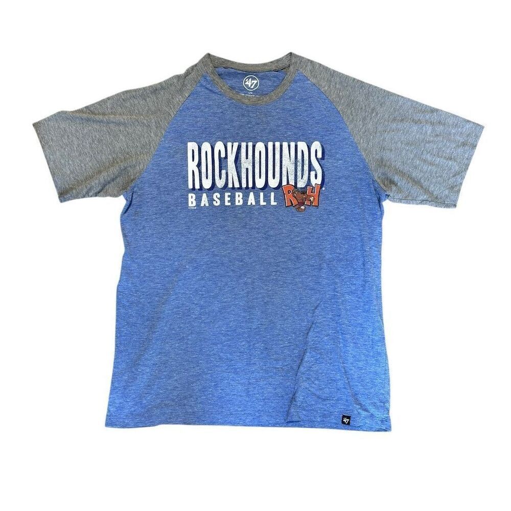 47 brand Midland RockHounds Men's Blue Graphic T-Shirt Size L Milb